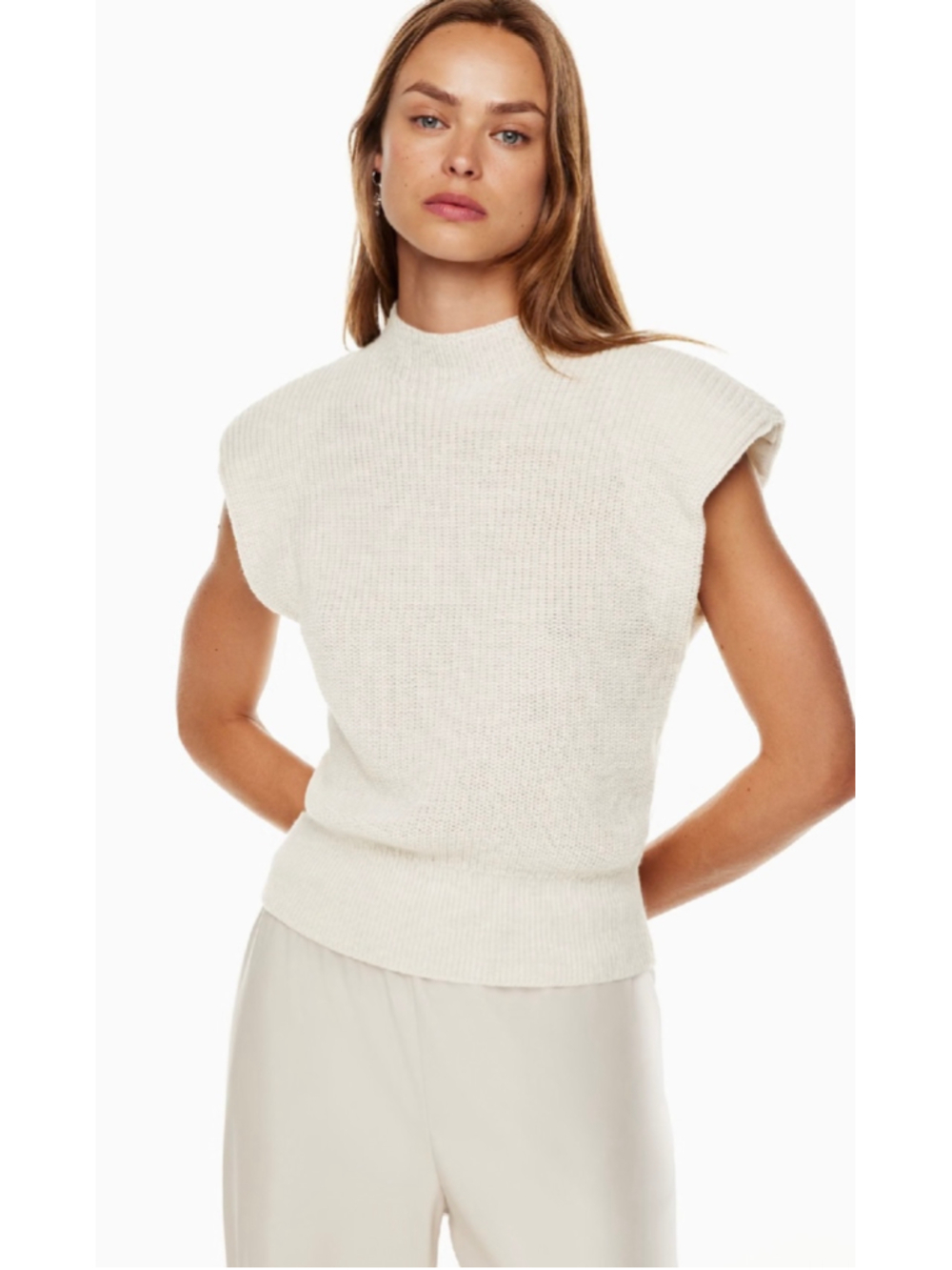 Aritzia Babaton Hazlitt Sweater Vest Merino Wool Sweater Vest Oatmeal Size XXS